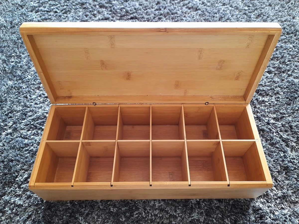 Theedoos Bamboe - Thee - 12 Vaks 4 Theedoos Bamboe - Thee - 12 Vaks - Afbeelding 4