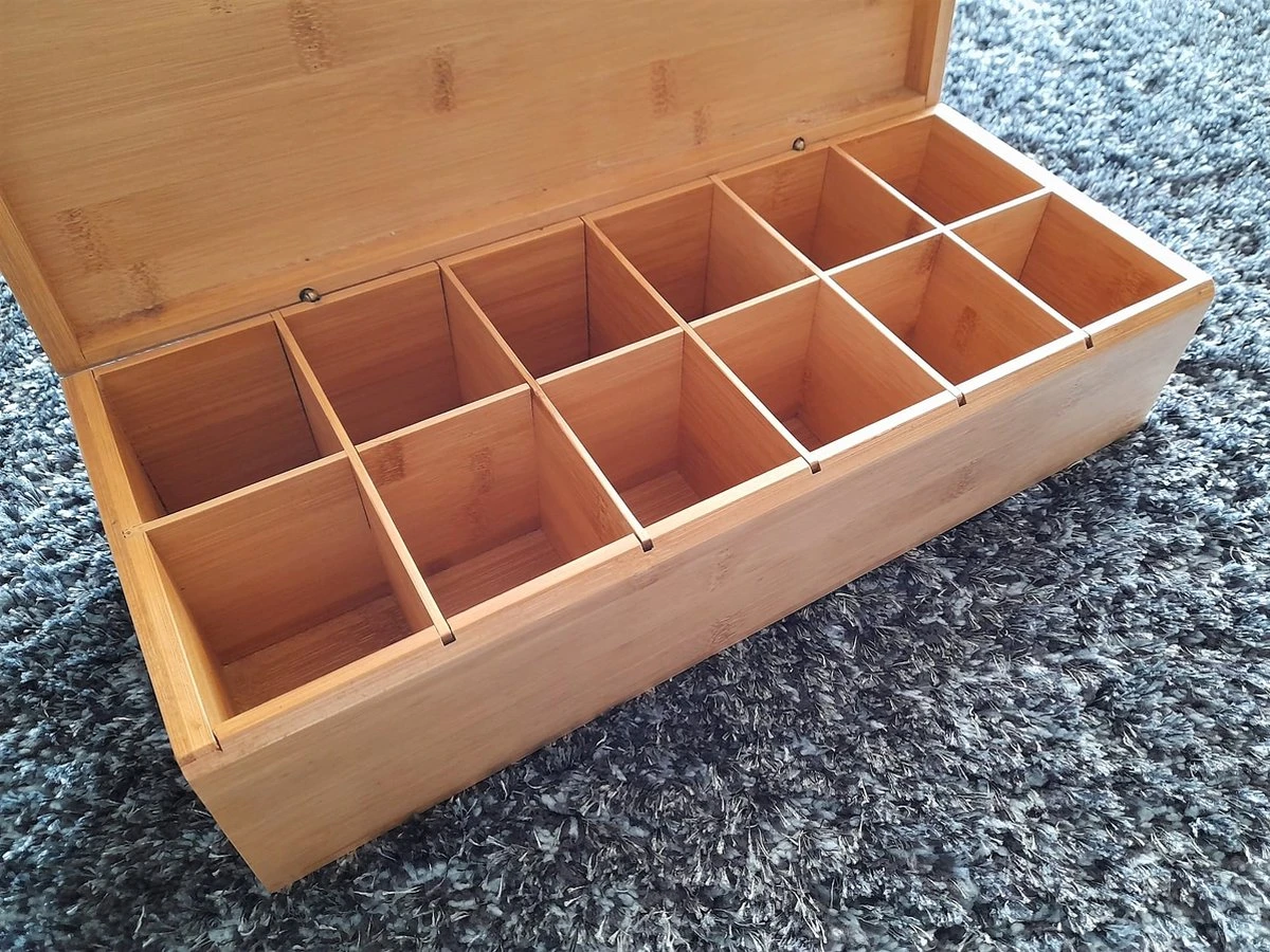 Theedoos Bamboe - Thee - 12 Vaks 6 Theedoos Bamboe - Thee - 12 Vaks - Afbeelding 6