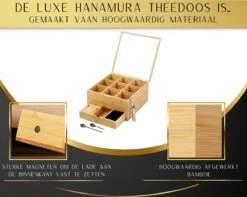 Hanamura Luxe Theedoos 9 Vaks – Lade Voor Losse Thee – Incl. Thee-ei, Theelepels, En Suikerdoos -Thee Promotie Winkel 1200x958 1