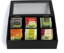 CasaLupo Theedoos Zwart 6-vaks - Met Fluweel - 24 X 16 Cm -Thee Promotie Winkel 1200x983