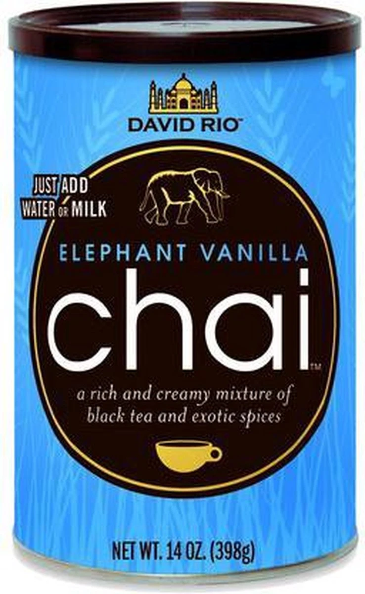David Rio Chai Latte - Elephant Vanilla Mix - Originele Masala Chai 1 David Rio Chai Latte - Elephant Vanilla Mix - Originele Masala Chai