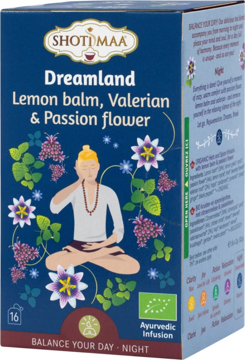 Shoti Maa Balance "Dreamland" - Biologische Kruiden- En Specerijenthee Met Citroenmelisse, Valeriaan En Passiebloem 2 Shoti Maa Balance "Dreamland" - Biologische Kruiden- En Specerijenthee Met Citroenmelisse, Valeriaan En Passiebloem - Afbeelding 2