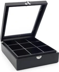 Bredemeijer - Theedoos 9-vaks Venster Bamboe Zwart -Thee Promotie Winkel 981x1200